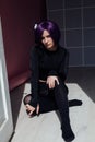 Girl anime with purple hair Japan Cosplay