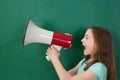 Girl Announcing On Megaphone Royalty Free Stock Photo