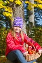 Girl with apple basket