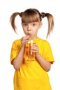 Girl with apple juice