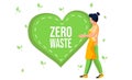 Girl is holding a green heart with the inscription. Zero waste concept. Environment. Save the planet Royalty Free Stock Photo