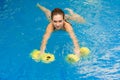 Girl in aqua fitness aerobic