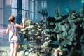 Girl Aquarium Exploration Royalty Free Stock Photo