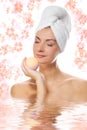 Girl with aroma bath ball Royalty Free Stock Photo
