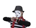 Girl as mime actor isolated on white Royalty Free Stock Photo