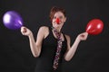 Girl as mime with red nose Royalty Free Stock Photo