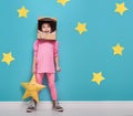 Girl in an astronaut costume Royalty Free Stock Photo