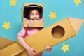 Girl in an astronaut costume Royalty Free Stock Photo