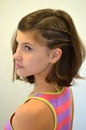 The girl with asymmetrical hairstyle