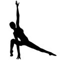 Girl athlete in a dance pose, black silhouette in a flat style. Design suitable for dancing emblems, fitness logo, yoga Royalty Free Stock Photo