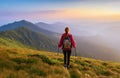 Girl athlete watching the sunset. Royalty Free Stock Photo