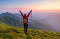 Girl athlete watching the sunset. Royalty Free Stock Photo