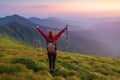 Girl athlete watching the sunset. Royalty Free Stock Photo