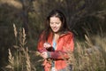 Girl, autumn field Royalty Free Stock Photo