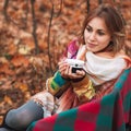 Girl in autumn forest Royalty Free Stock Photo