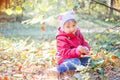 Girl in autumn forest Royalty Free Stock Photo