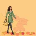 Girl and autumn leaves