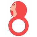 Girl avatar with number eight. Happy women day