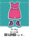 Girl baby Shower card / Pink dress and booties