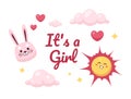 Girl baby shower ecard greeting card design Royalty Free Stock Photo