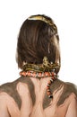 Girl from back with bodyart and with snakes in the image of Gorgon