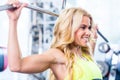 Girl at back fitness training in gym Royalty Free Stock Photo