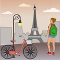 Girl with a backpack, Bicycle