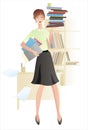 Girl balancing with books Royalty Free Stock Photo