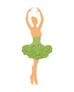 Girl ballerina and broccoli, healthy eating, slimness, vegetarianism.