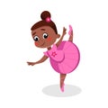 Girl Ballerina Dancer Character Dancing Wearing Pink Tutu Dress, Kids Hobby or Future Profession Concept Cartoon Style Royalty Free Stock Photo