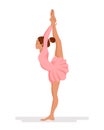 Girl ballerina dancing, girl gymnast in a pink dress. Illustration vector Royalty Free Stock Photo