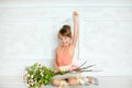 The girl the ballerina with flowers Royalty Free Stock Photo