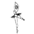 Girl ballerina shows ballet performance