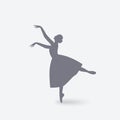 Girl Ballet Dancer Silhouette On White Background