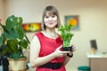 Girl with bamboo plant Royalty Free Stock Photo