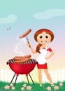 Girl on barbecue