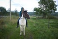 Girl bareback on icelandic horse Royalty Free Stock Photo