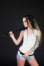 Girl with baseball bat Royalty Free Stock Photo