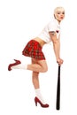 Girl with baseball bat Royalty Free Stock Photo