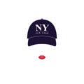Girl with a baseball cap with text NY New York. Royalty Free Stock Photo