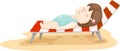 Girl on beach bed vector Royalty Free Stock Photo