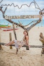 Girl on the beach puka , Boracay Royalty Free Stock Photo