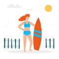 Girl on the beach with a surf