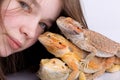 Girl with Bearded Dragons