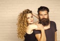 Girl and bearded hipster Royalty Free Stock Photo