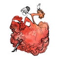 Girl in a beautiful ball gown. Spanish woman dancing flamenco. G