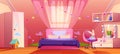 Girl bedroom interior on attic, cute mansard room Royalty Free Stock Photo