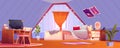 Girl bedroom interior on attic. Teen mansard room Royalty Free Stock Photo