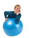 Girl behind gym ball Royalty Free Stock Photo