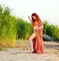 Girl in belly dancer dress Royalty Free Stock Photo